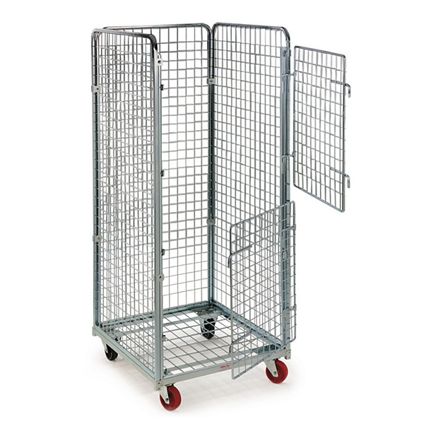 Roll container a maglia stretta 4 sponde con 2 ante sovrapposte apribilli