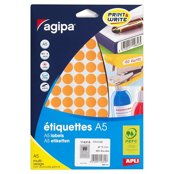 Ronde gekleurde signaaletiketten diameter 15mm zwart - 6