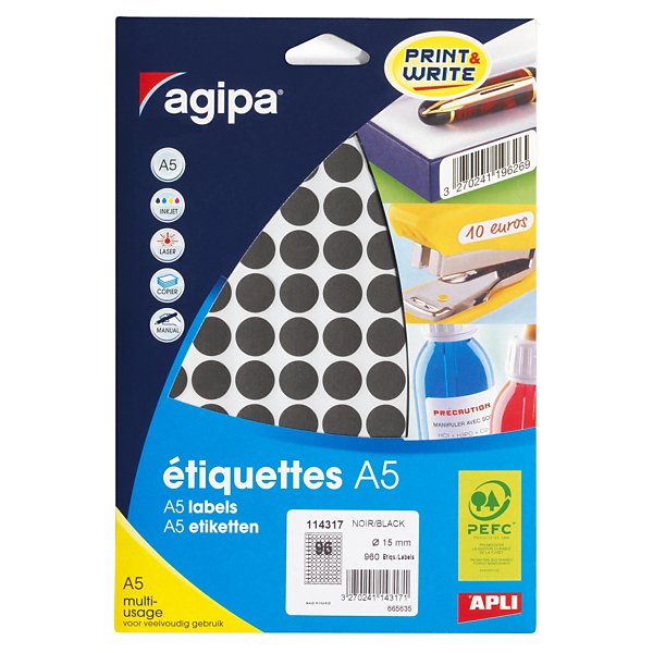 Ronde gekleurde signaaletiketten diameter 15mm zwart - 7
