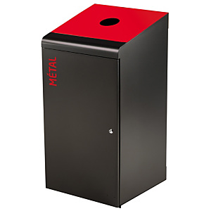 ROSSIGNOL Borne de tri selectif - 120l - tripoz - tri metal - gris manganese / rouge signalisation ROSSIGNOL Borne de tri selectif - 120l - tripoz - tri metal - gris manganese / rouge signalisation