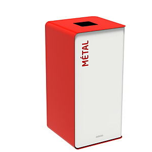 ROSSIGNOL Borne de tri selectif 40l sans serrure - Cubatri - tri metal - blanc / rouge signalisation 3020 ROSSIGNOL Borne de tri selectif 40l sans serrure - Cubatri - tri metal - blanc / rouge signalisation 3020