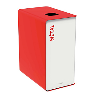 ROSSIGNOL Borne de tri selectif 90l sans serrure - support sac - cubatri - tri metal - blanc / rouge signalisation ROSSIGNOL Borne de tri selectif 90l sans serrure - support sac - cubatri - tri metal - blanc / rouge signalisation