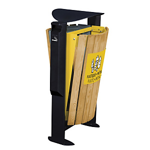 ROSSIGNOL Corbeille 2 x 60l arkea bois avec cendrier 3l - tri divers/plastique et metal - bois / gris ciment / jaune colza ROSSIGNOL Corbeille 2 x 60l arkea bois avec cendrier 3l - tri divers/plastique et metal - bois / gris ciment / jaune colza