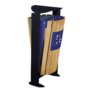 ROSSIGNOL Corbeille 2 x 60l arkea bois sans cendrier - tri divers/papier - bois / gris ciment / bleu outremer ROSSIGNOL Corbeille 2 x 60l arkea bois sans cendrier - tri divers/papier - bois / gris ciment / bleu outremer