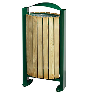 ROSSIGNOL Corbeille 60l arkea facade bois - bois / vert mousse