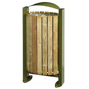 ROSSIGNOL Corbeille 60l arkea facade bois - bois / vert olive ROSSIGNOL Corbeille 60l arkea facade bois - bois / vert olive