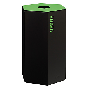 ROSSIGNOL Corbeille de tri selectif 50l - sans serrure - hexatri - tri verre - gris manganese / vert jaune ROSSIGNOL Corbeille de tri selectif 50l - sans serrure - hexatri - tri verre - gris manganese / vert jaune