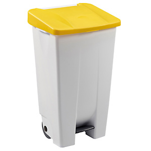 ROSSIGNOL Poubelle mobile a pedale - 120l - mobily - blanc / jaune ROSSIGNOL Poubelle mobile a pedale - 120l - mobily - blanc / jaune