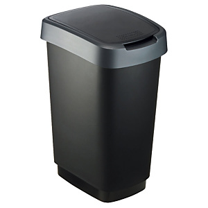 ROTHO Pattumiera basculante, Capacità 50 litri, Nero/Grigio ROTHO Pattumiera basculante, Capacità 50 litri, Nero/Grigio