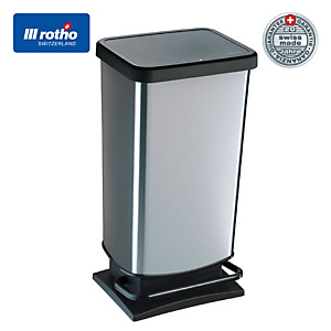 ROTHO Pattumiera a pedale - Colore grigio metallizzato ROTHO Pattumiera a pedale - Colore grigio metallizzato