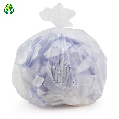 Rotoli da 20 sacchi spazzatura trasparenti in plastica riciclata 13 micron 50x60cm capacità 30 litri - 1