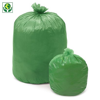 Rotolo da 10 sacchi spazzatura biodegradabili e compostabili 18 micron 70x70cm capacità 60l - 1