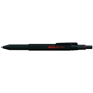 ROTRING 600 Bolígrafo multifunción, 3 funciones, cuerpo negro, tinta colores azul, rojo y portaminas