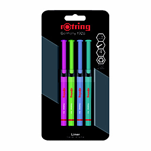 Rotring Liner Rotulador, punta fina de 0,4 mm, cuerpo de plástico con grip, pack de 8, colores surtidos