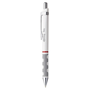 Rotring Stylo bille rétractable pointe moyenne avec grip rOtring Tikky - Corps blanc - Encre bleue Rotring Stylo bille rétractable pointe moyenne avec grip rOtring Tikky - Corps blanc - Encre bleue