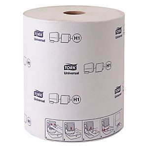 Rouleaux essuie-mains Tork Universal ouate lisse 1 épaisseur, lot de 6 Rouleaux essuie-mains Tork Universal ouate lisse 1 épaisseur, lot de 6