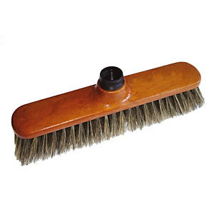 ROZENBAL Balai droit en soie grise avec manche bois verni - 28 cm ROZENBAL Balai droit en soie grise avec manche bois verni - 28 cm