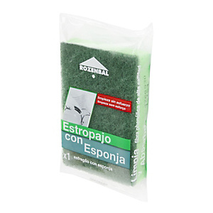 ROZENBAL Estropajo de fibra verde con esponja, 8 x 12 cm ROZENBAL Estropajo de fibra verde con esponja, 8 x 12 cm