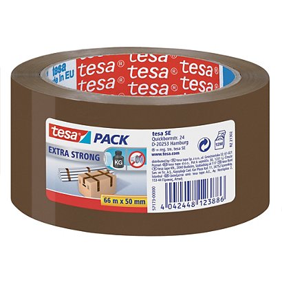 Ruban adhésif d'emballage PVC Tesa Pack Extra Strong, 50 mm x 66 m, Havane - 1