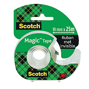 Ruban adhésif invisible Scotch® Magic Tape 19 mm x 25 m sur dévidoir plastique rechargeable Ruban adhésif invisible Scotch® Magic Tape 19 mm x 25 m sur dévidoir plastique rechargeable