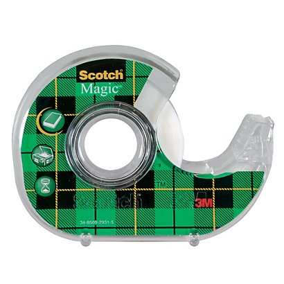 Ruban adhésif invisible Scotch® Magic Tape 19 mm x 25 m sur dévidoir plastique rechargeable