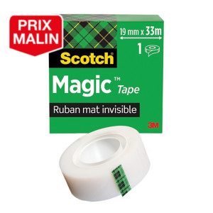 Ruban adhésif Scotch® Magic mat invisible, 19 mm x 3 m, lot de 6 rouleaux