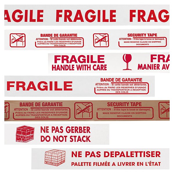 Ruban adhésif pour usage palette FRAGILE - MANIER AVEC PRECAUTION RAJA 48 mm x 100 m - 10