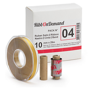 Ruban effet satin 10 mm x 25 m + ruban encreur 30 mm x 25 m pour imprimante RibbonDemand Ruban effet satin 10 mm x 25 m + ruban encreur 30 mm x 25 m pour imprimante RibbonDemand