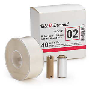Ruban effet satin 40 mm x 25 m + ruban encreur 50 mm x 25 m pour imprimante RibbonDemand Ruban effet satin 40 mm x 25 m + ruban encreur 50 mm x 25 m pour imprimante RibbonDemand