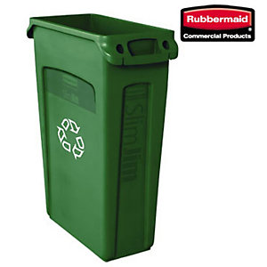 rubbermaid commercial products bidone per raccolta differenziata slim jim, capacità 87 litri, 55,8 x 27,9 x 76,2 cm, verde