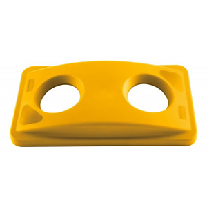 Rubbermaid Commercial Products Coperchio per bidone Slim Jim®, 2 fori per riciclo di bottiglie e lattine, Giallo Rubbermaid Commercial Products Coperchio per bidone Slim Jim®, 2 fori per riciclo di bottiglie e lattine, Giallo