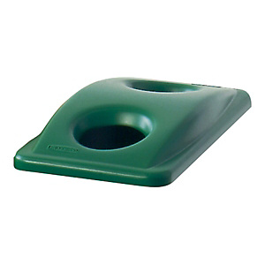 Rubbermaid Commercial Products Coperchio per bidone Slim Jim®, 2 fori per riciclo di bottiglie e lattine, Verde