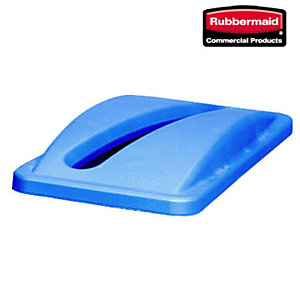 Rubbermaid Commercial Products Coperchio per bidone Slim Jim®, Con fessura per riciclo carta, Blu