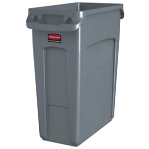 Rubbermaid Commercial Products Slim Jim, Contenedor de residuos compacto, sin tapa, polipropileno, 60 l, gris Rubbermaid Commercial Products Slim Jim, Contenedor de residuos compacto, sin tapa, polipropileno, 60 l, gris