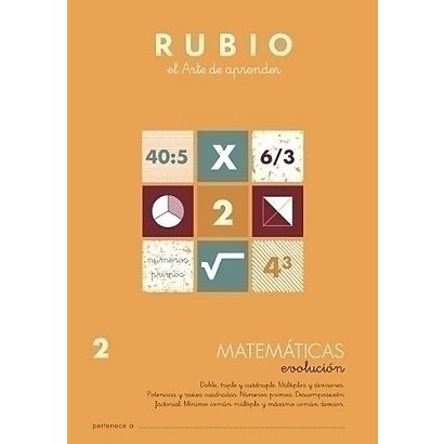 RUBIO Cuaderno A4 Matemáticas evolución Nº 2, castellano