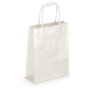 Sac blanc effet nacré à poignées torsadées 16x21,5x7 cm