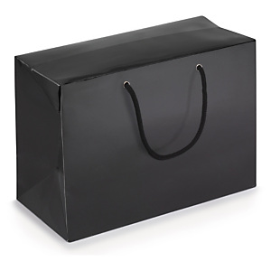 Sac-boîte papier pelliculé noir mat Sac-boîte papier pelliculé noir mat