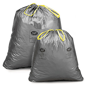 Sac déchets courants gris à liens coulissants 30 L