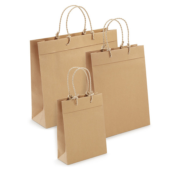 Sac kraft 70% recyclé à poignées tressées - 1
