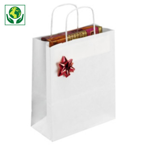 Sac kraft blanc à poignées torsadées Raja Sac kraft blanc à poignées torsadées Raja