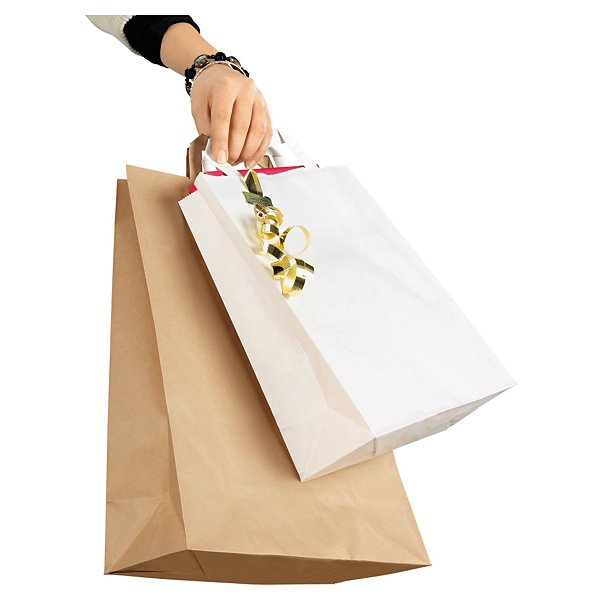 Sac kraft brun et blanc à poignées plates RAJA - 4