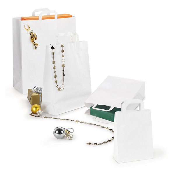 Sac kraft brun et blanc à poignées plates RAJA - 2