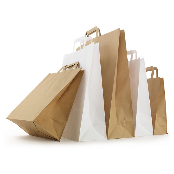 Sac kraft brun et blanc à poignées plates RAJA - 1