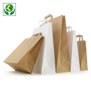 Sac kraft brun et blanc à poignées plates RAJA Sac kraft brun et blanc à poignées plates RAJA