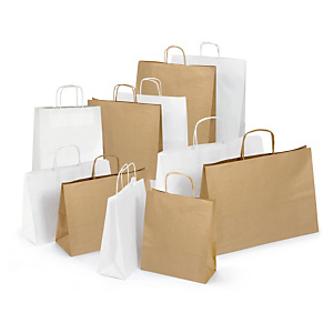 Sac kraft brun et blanc à poignées torsadées RAJA Sac kraft brun et blanc à poignées torsadées RAJA