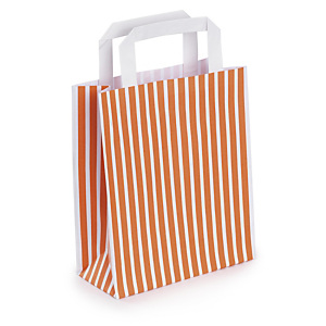 Sac kraft fantaisie corail à poignées plates 19x22x8 cm
