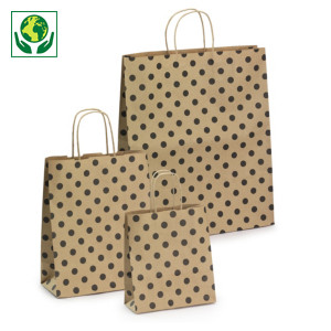 Sac kraft fantaisie à pois 100 % recyclé 