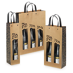 Sac kraft à fenêtre "Authentique" pour bouteilles Sac kraft à fenêtre "Authentique" pour bouteilles