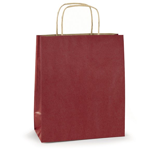 Sac kraft intérieur brun lisse rouge à poignées torsadées RAJA 25 x 31 x 11 cm - 4