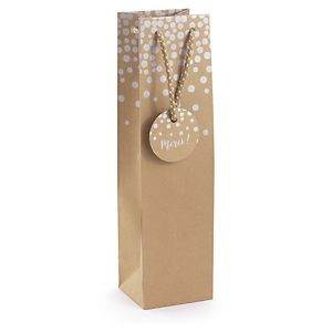 Sac kraft lisse brun/? motif pour 1 bouteille